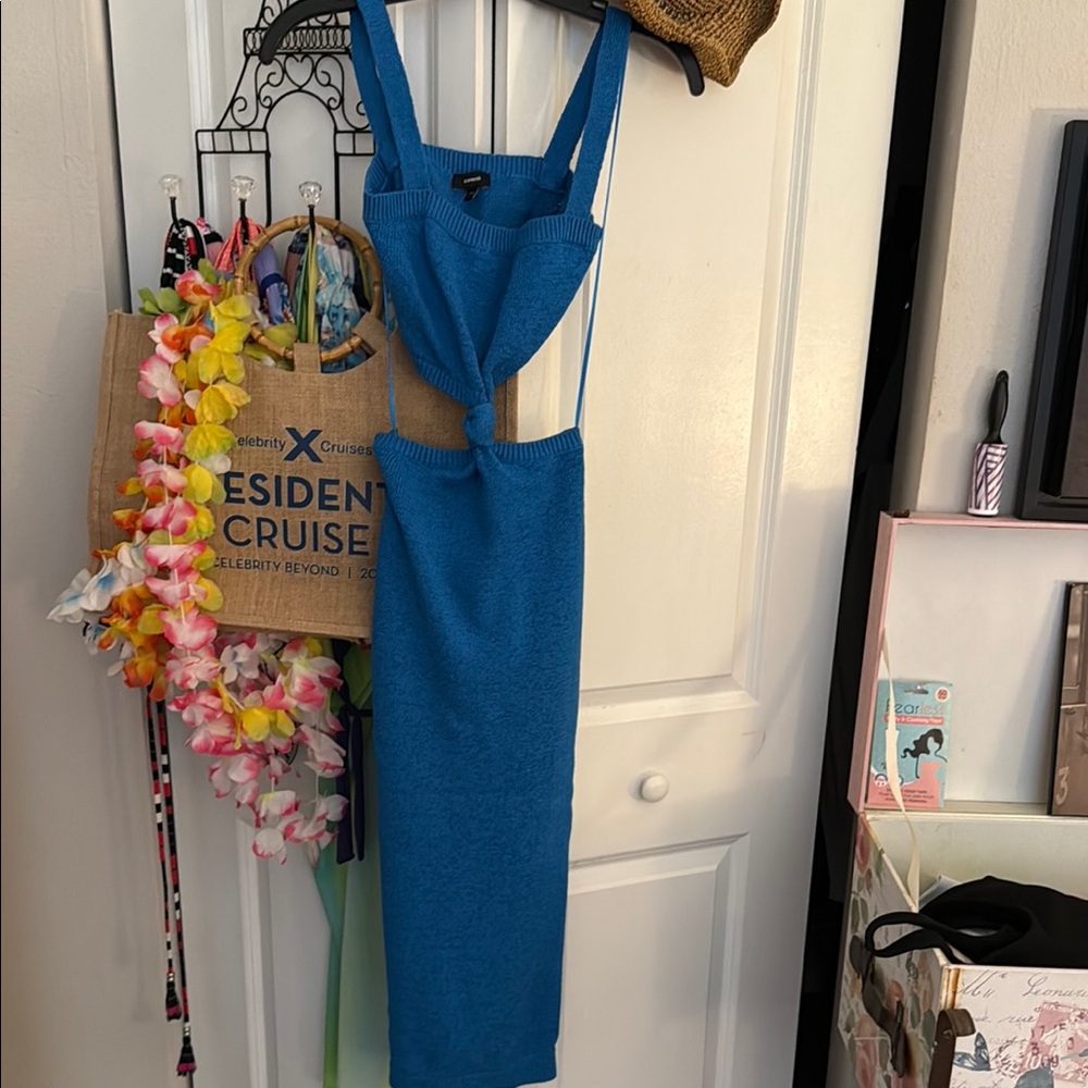 Express Blue Bodycon Spaghetti Strap Dress